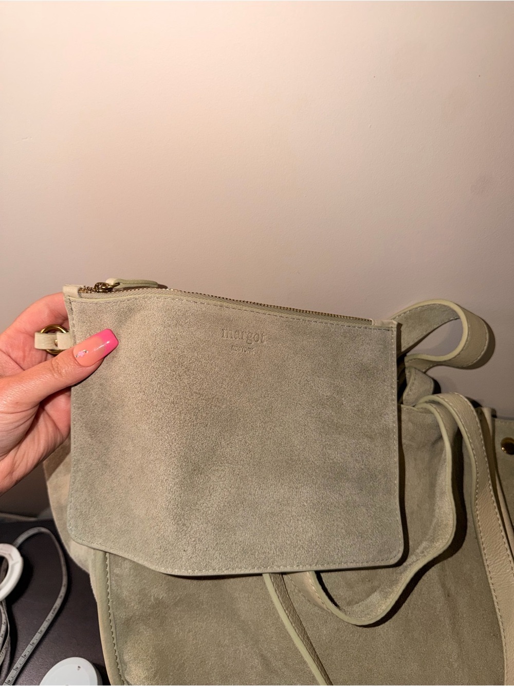 Margot New York Jamee Leather Suede Double Handle Handbag Tote & Wallet - Picture 6 of 6